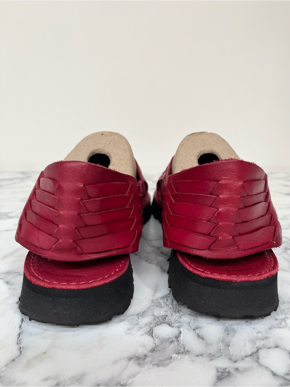 Brand X red leather huaraches sandals made in Mexico open toe woman’s size 8 - Picture 4 of 11
